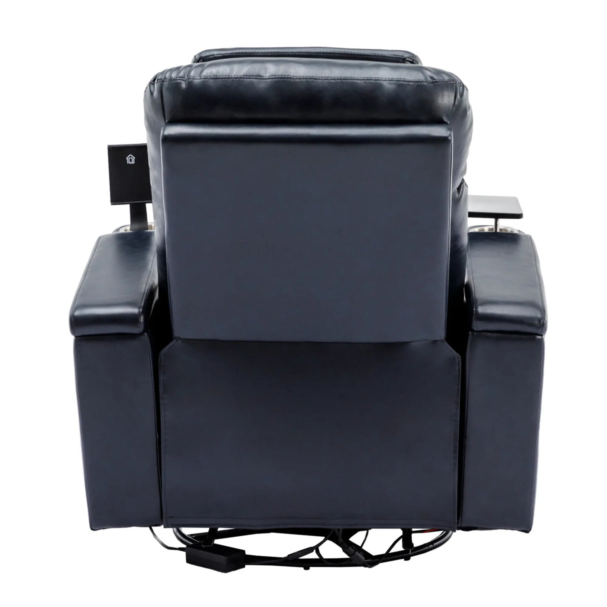 Power Swivel Blue PU Leather Recliner Chair With Tray Table - Omega Lifestyles