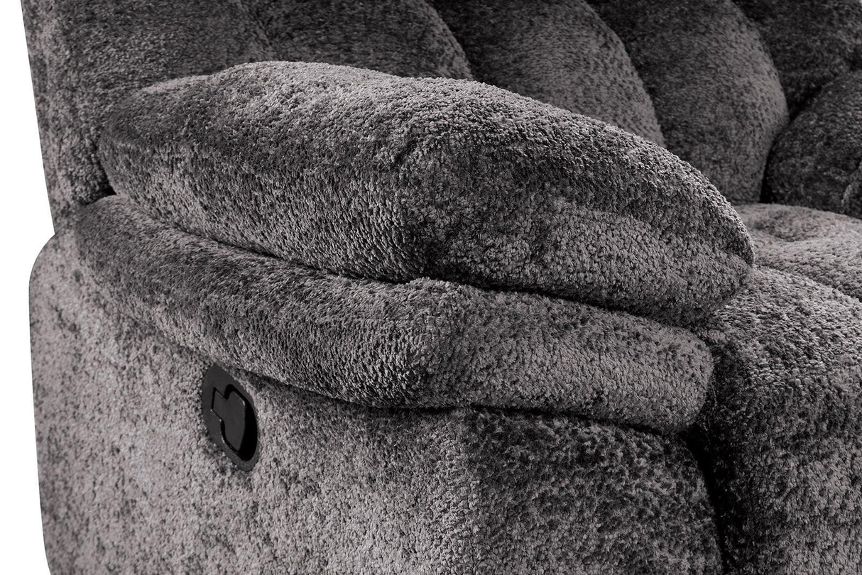 Transitional Dark Gray Glider Recliner With Power Console - Omega Lifestyles