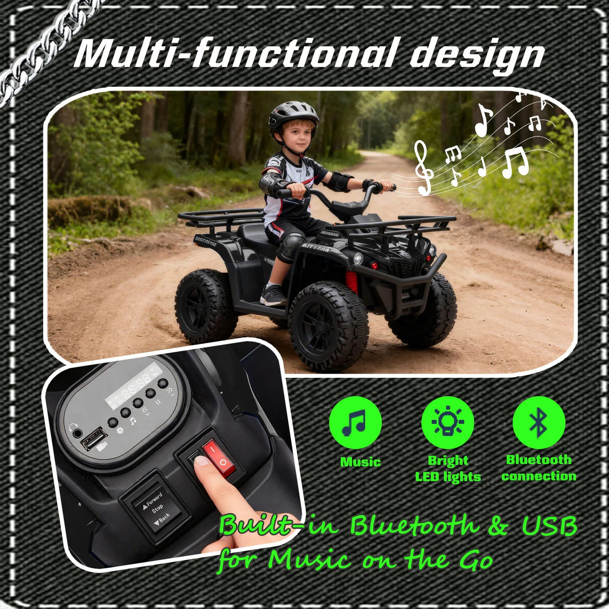 24V High-Power Kids Ride-On ATV With Storage Racks - Omega Lifestyles