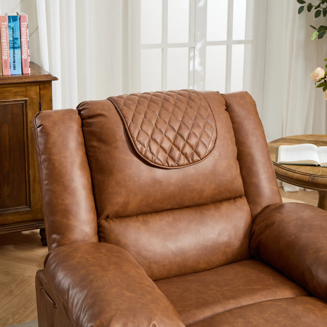 Medium-Firm PU Leather Remote-Controlled Heating Massage Recliner - Omega Lifestyles