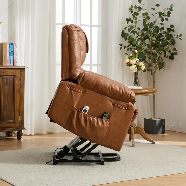 Medium-Firm PU Leather Remote-Controlled Heating Massage Recliner - Omega Lifestyles