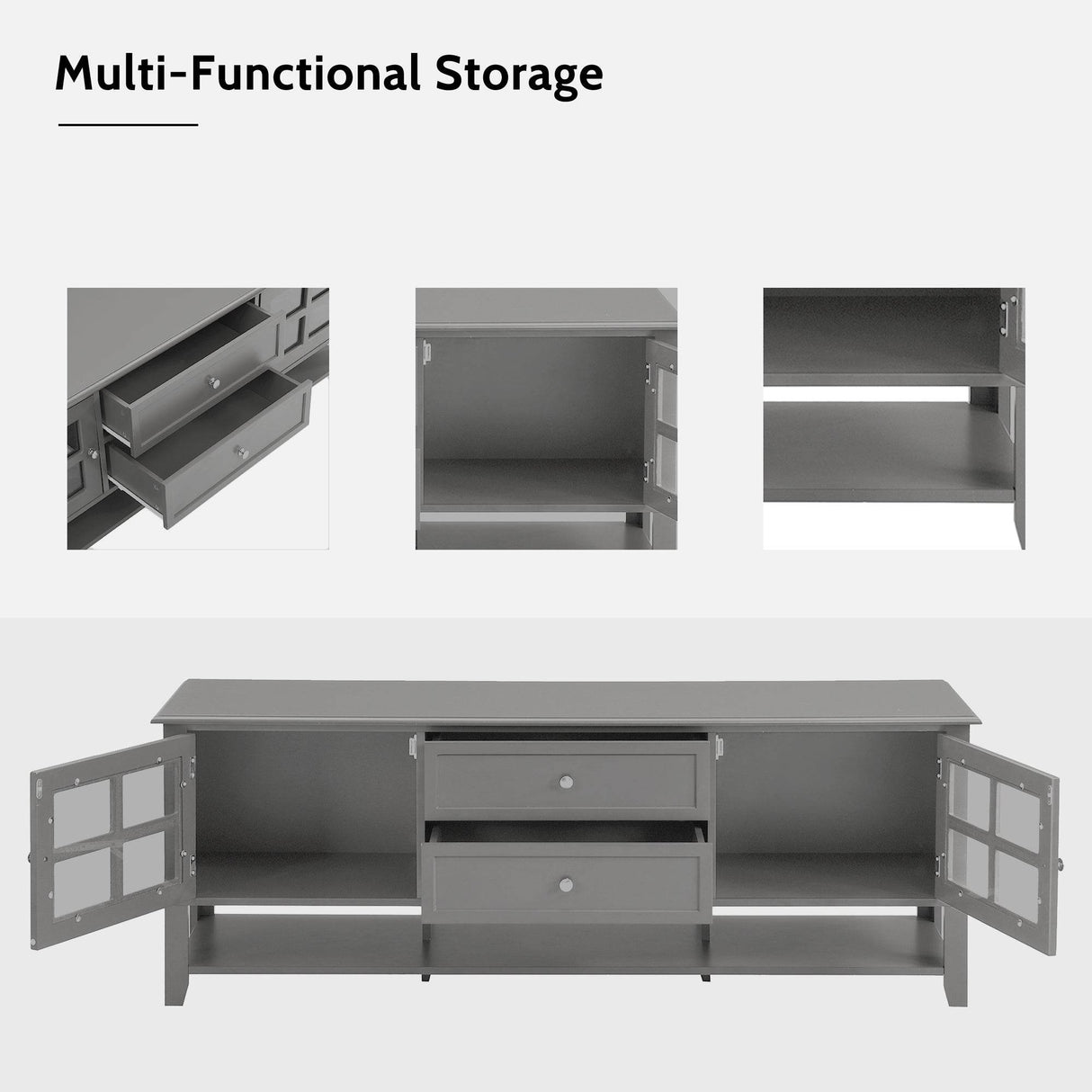 Modern Grey MDF TV Stand With Storage Cabinet - Sleep Galleria