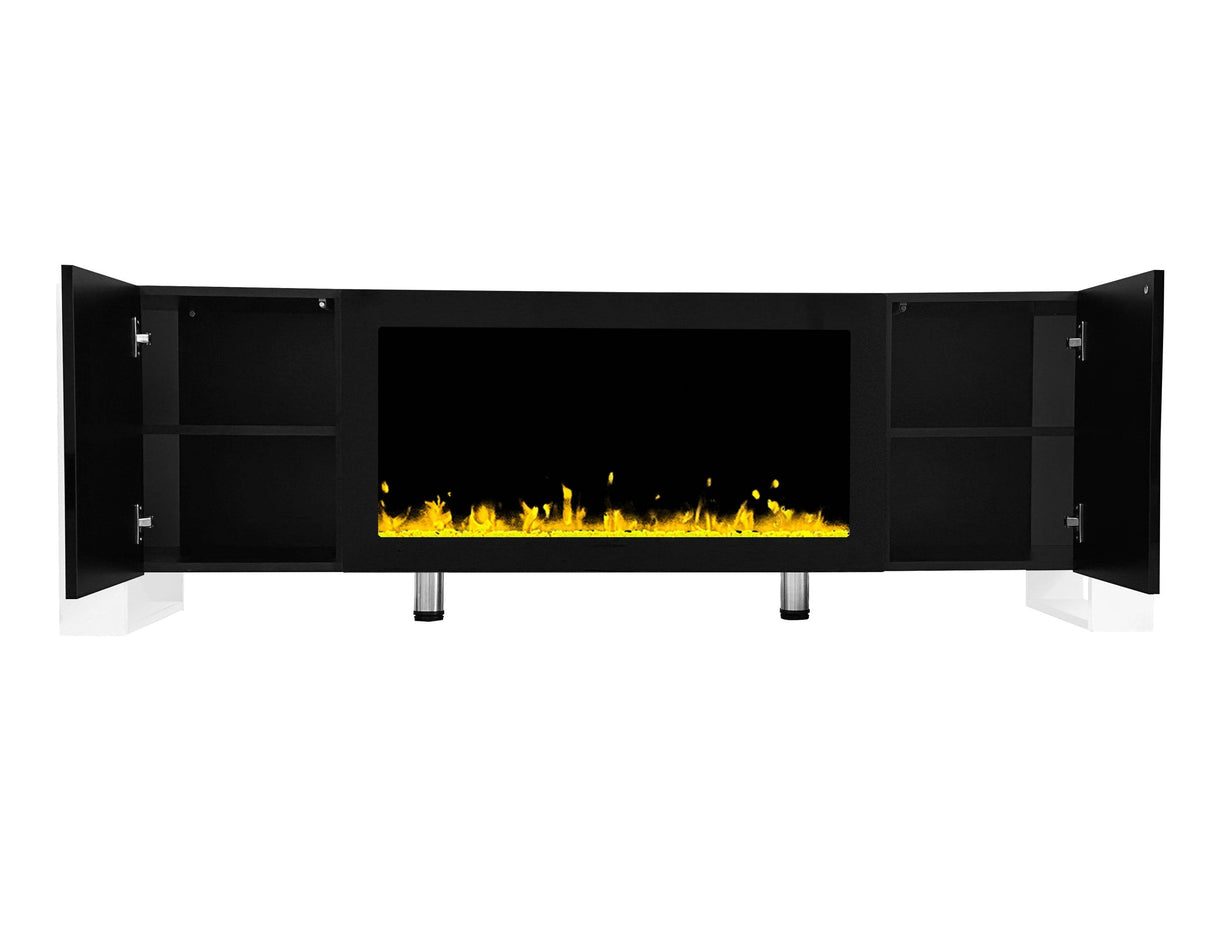 Modern Minimalist TV Stand With Electric Fireplace - Sleep Galleria