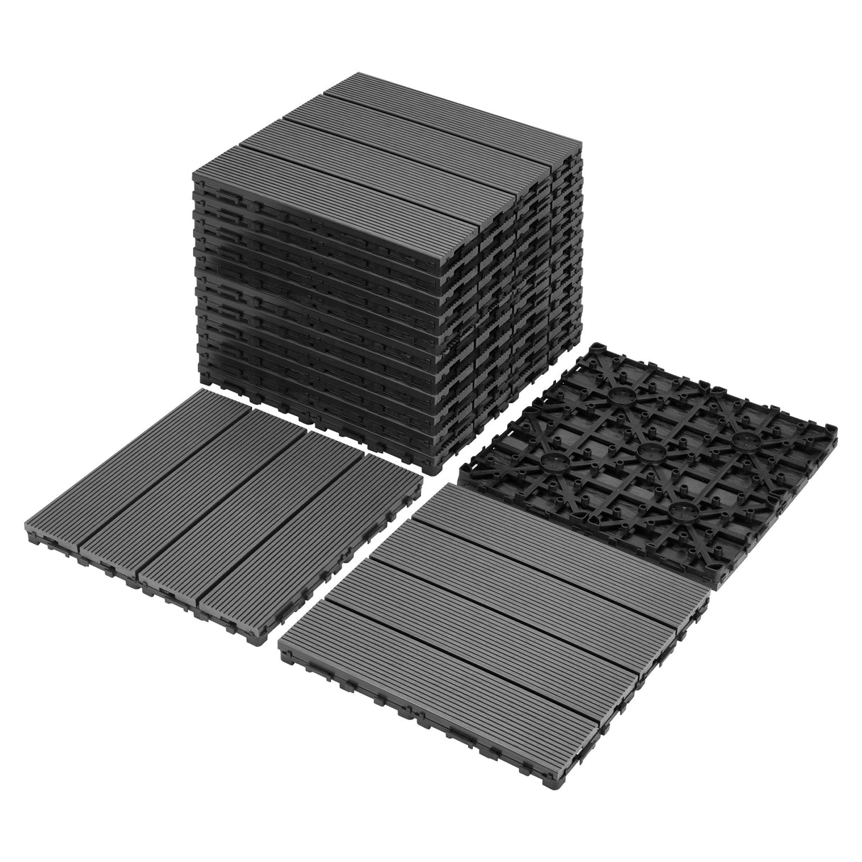 DIY Interlocking Wood-Plastic Composite Deck Tiles 11x11 Inch