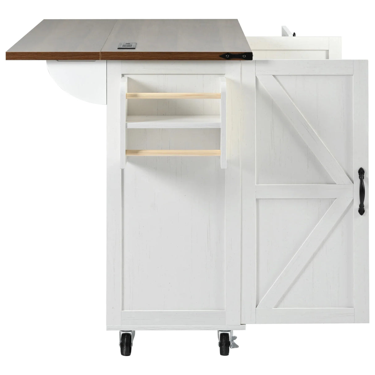 Farmhouse Kitchen Island Cart With Power Outlet - Omega Lifestyles