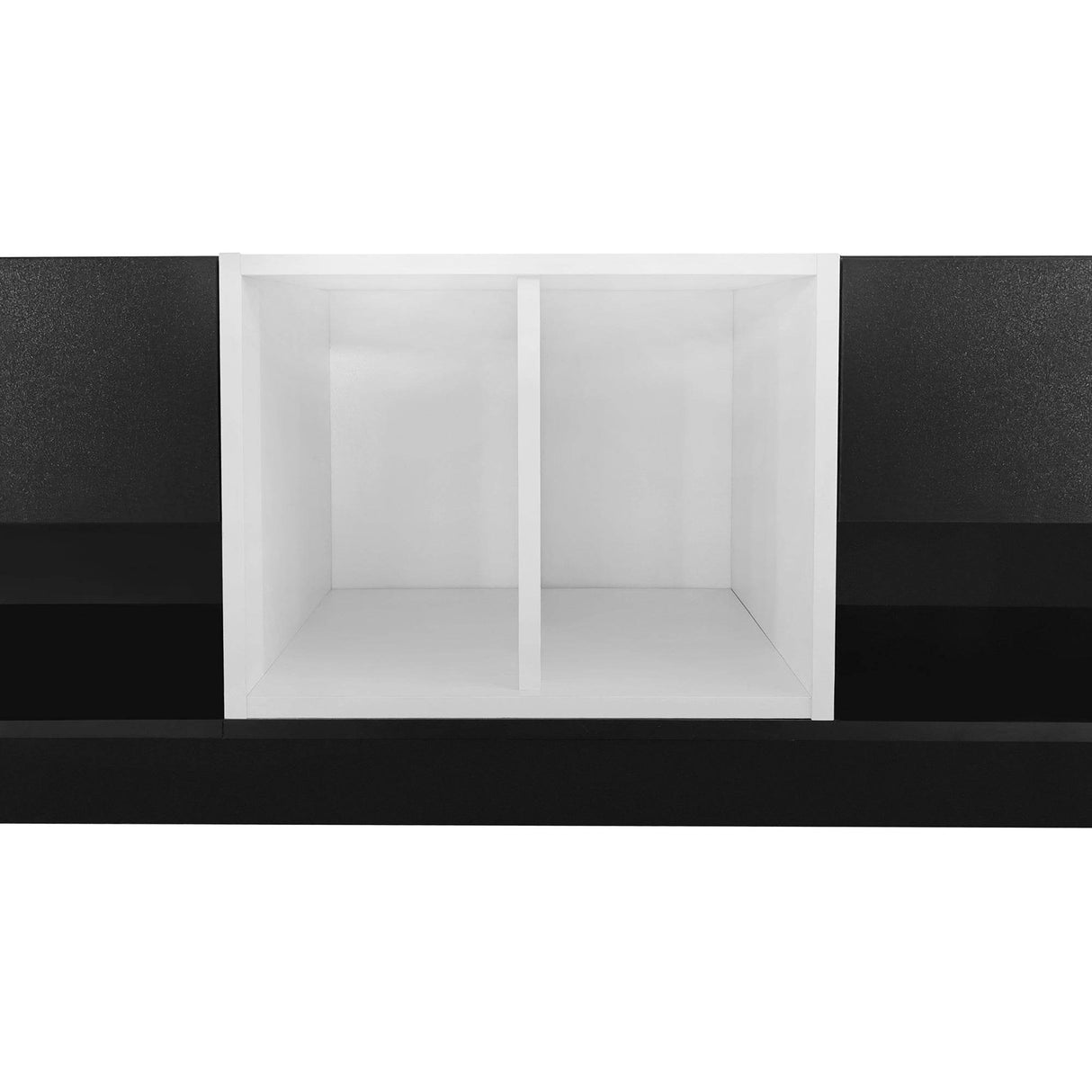 Sleek Two-Tone Black Particle Board TV Stand - Sleep Galleria
