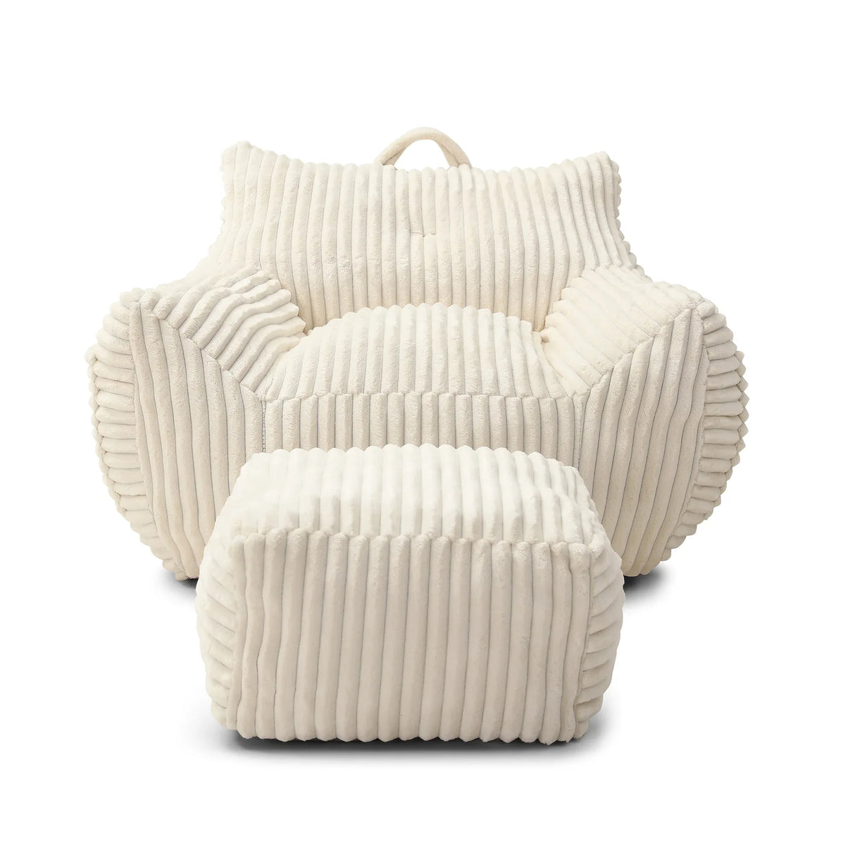 Giant Corduroy Bean Bag Chair With Armrests Footstool - Omega Lifestyles
