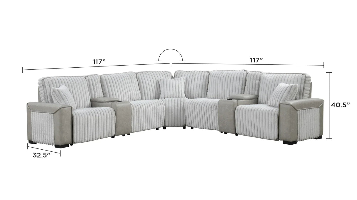 Power Reclining Modern Corduroy Sectional Sofa With Console - Omega Lifestyles