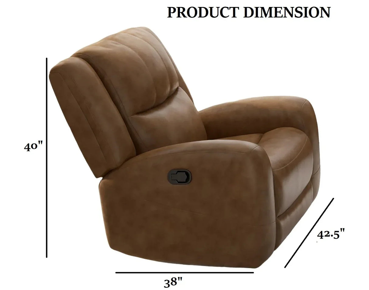 Transitional Brown Top Grain Leather Manual Recliner Chair - Omega Lifestyles