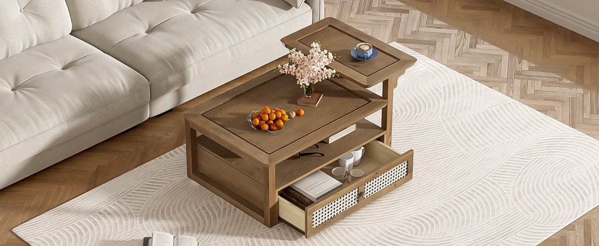 Modern Dark Brown MDF Coffee Table With Storage Drawer - Sleep Galleria