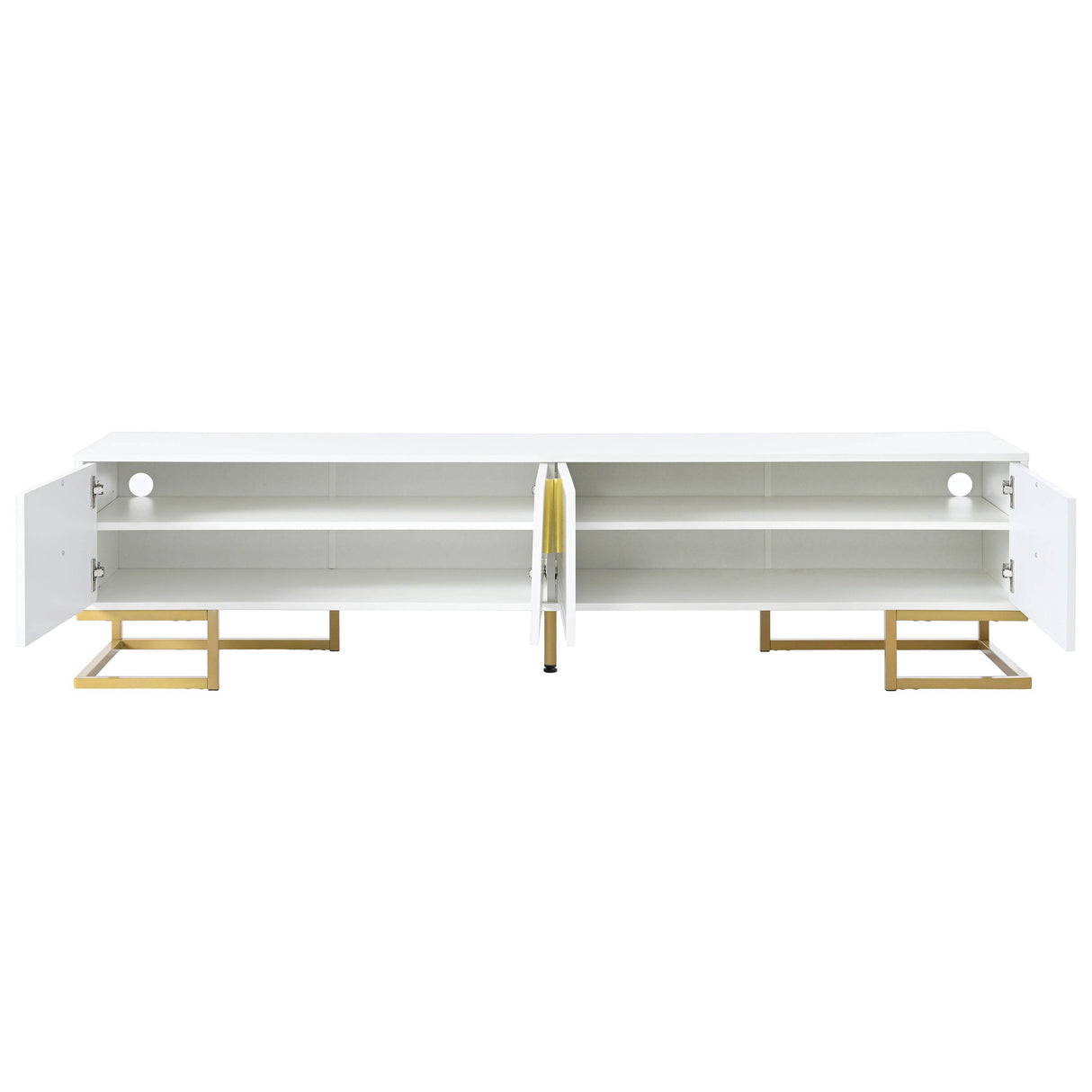 Modern White Gold Metal Legs TV Stand With Cabinets - Sleep Galleria