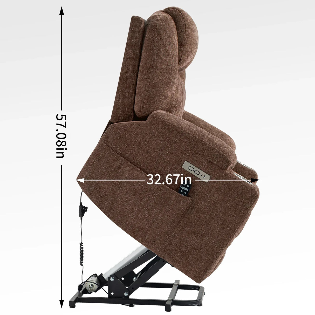 Chenille Power Lift Recliner Chair With Massage Lumbar Heat - Omega Lifestyles