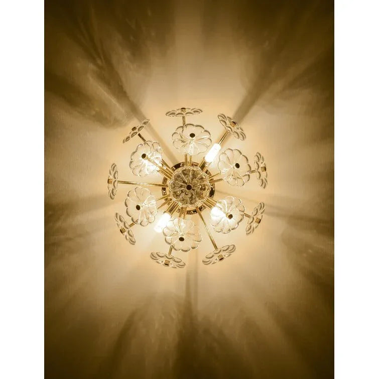 Golden Crystal Flush Mount Ceiling Light Fixture - Omega Lifestyles