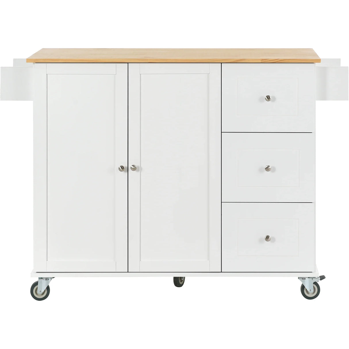 Rolling Mobile Kitchen Island With Solid Wood Top And Storage Cabinet - Omega Lifestyles