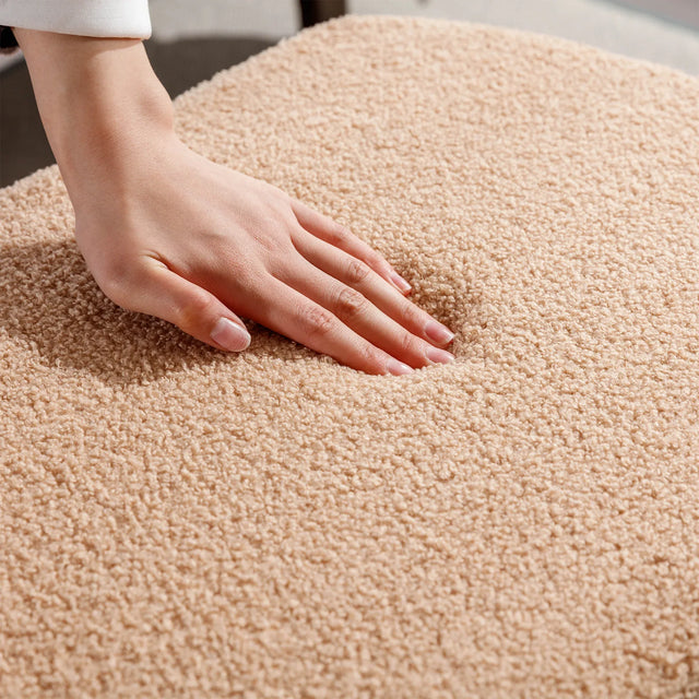 Camel Faux Fur Storage Ottoman Bench With Gold Legs - Omega Lifestyles