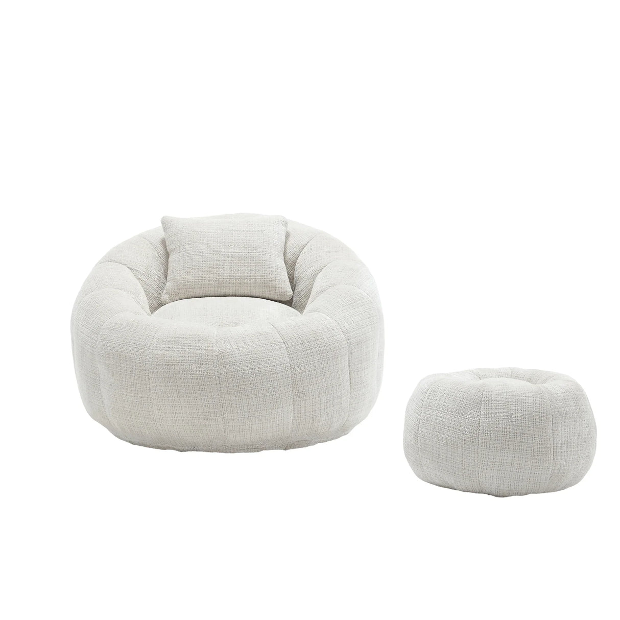 Ergonomic Chenille Foam-Padded Round Chair With Ottoman - Omega Lifestyles