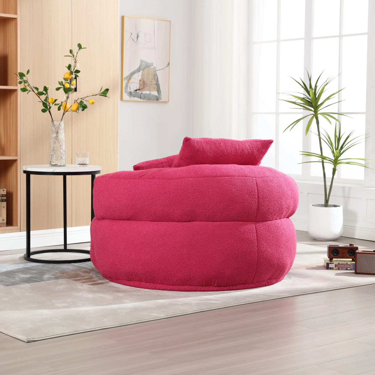 Modern Chenille Sponge Circular Sleeper Chair With Pillows - Omega Lifestyles