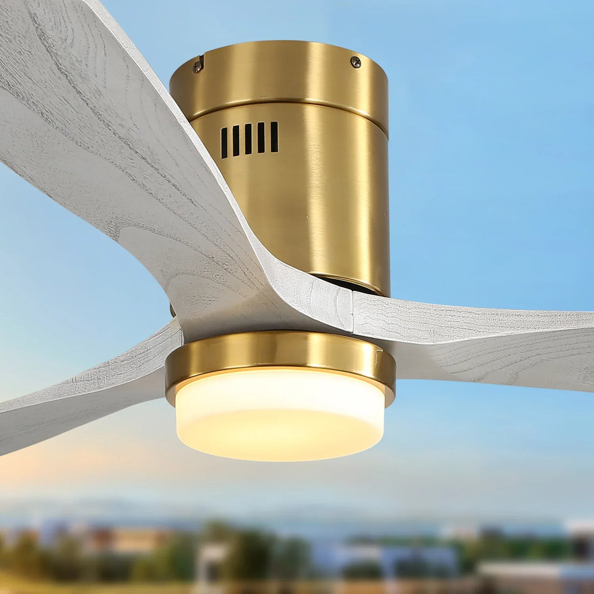 52-Inch Remote-Controlled LED Solid Wood Ceiling Fan - Omega Lifestyles