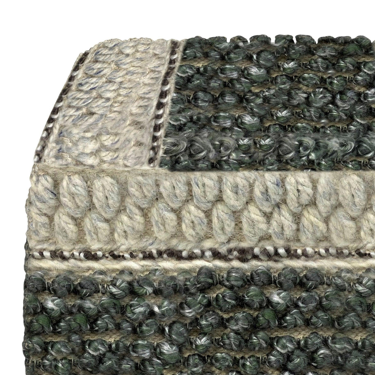 Handwoven Square Fabric Pouf With Supportive Filling - Omega Lifestyles