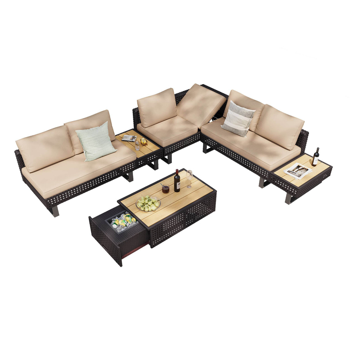 Diamond Weave Outdoor Sectional Furniture Set With Cushions - Omega Lifestyles