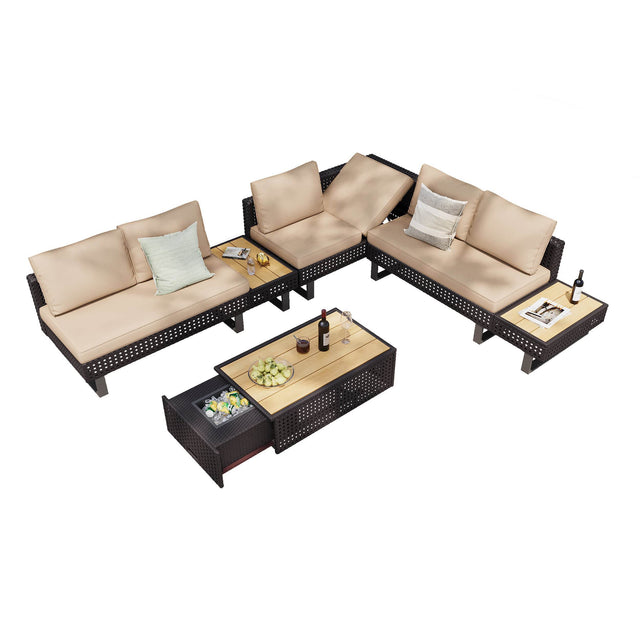 Diamond Weave Outdoor Sectional Furniture Set With Cushions - Omega Lifestyles