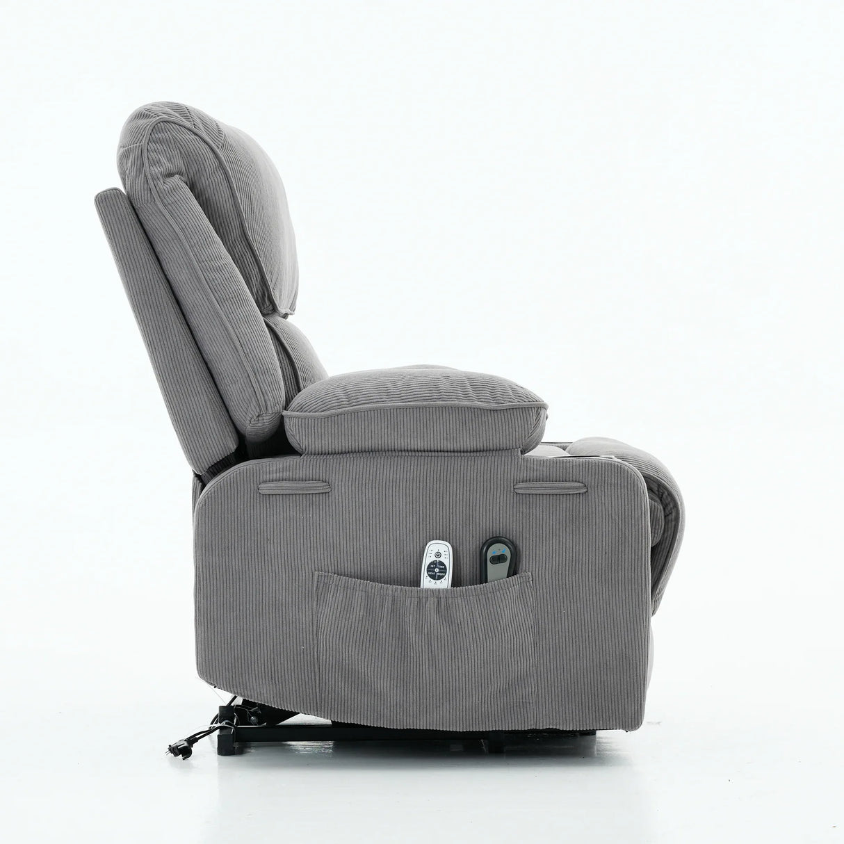 Medium-Firm Corduroy Remote-Controlled Heating Massage Recliner - Omega Lifestyles