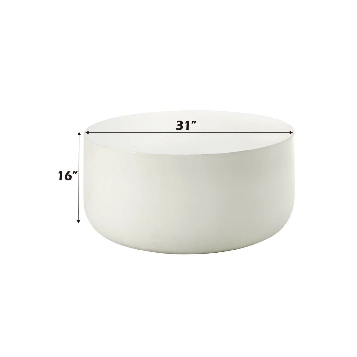 Natural White Round Cement Coffee Table Synthetic Wood - Omega Lifestyles