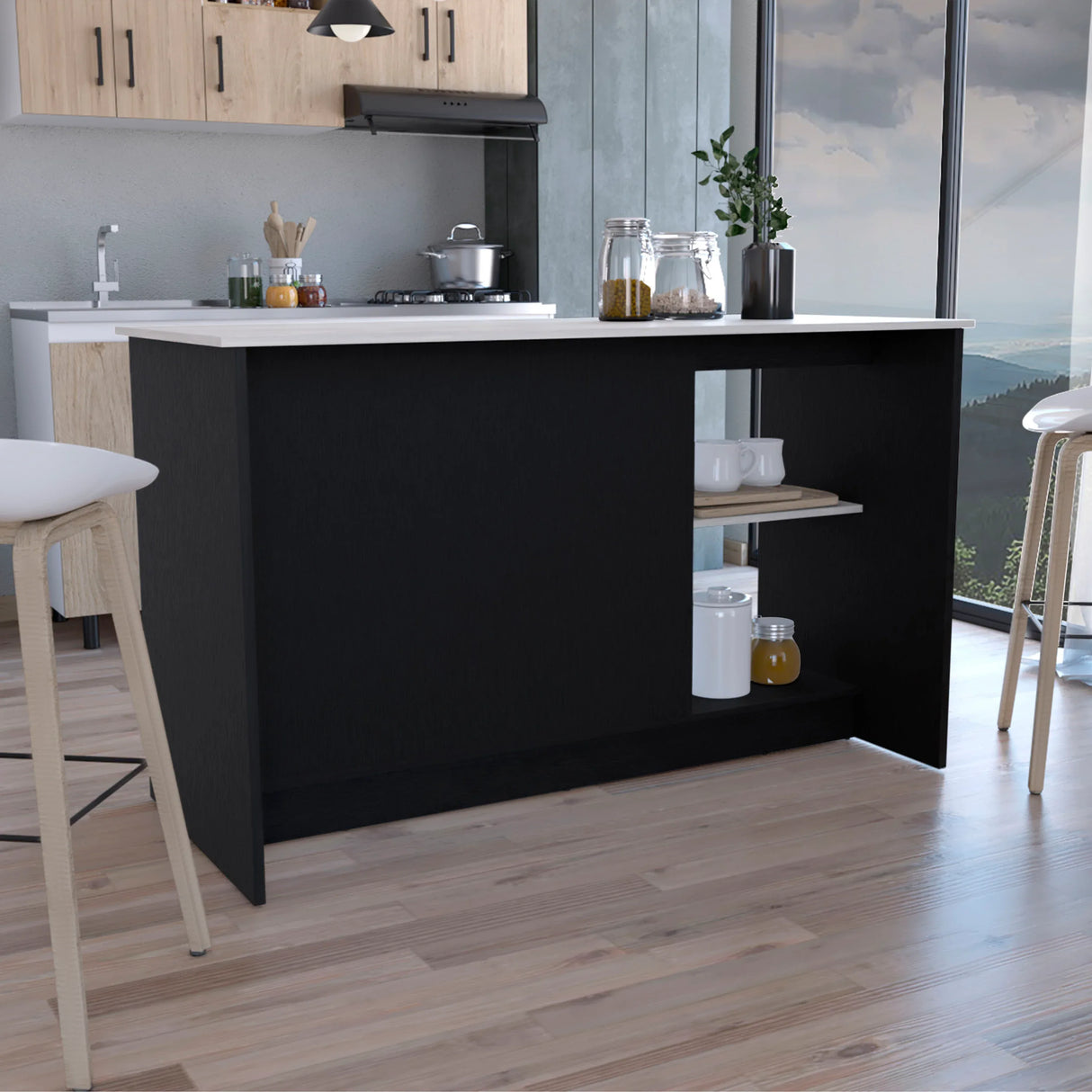Modern Particle Board Kitchen Island With Double Doors - Omega Lifestyles