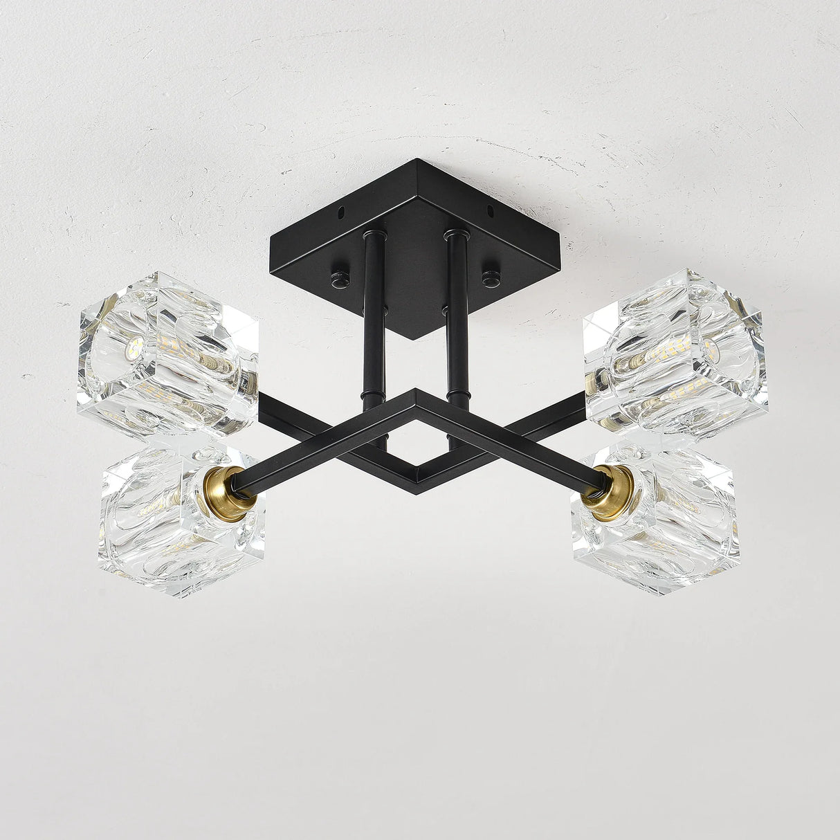 Modern Crystal Flush Mount Ceiling Light Matte Black - Omega Lifestyles