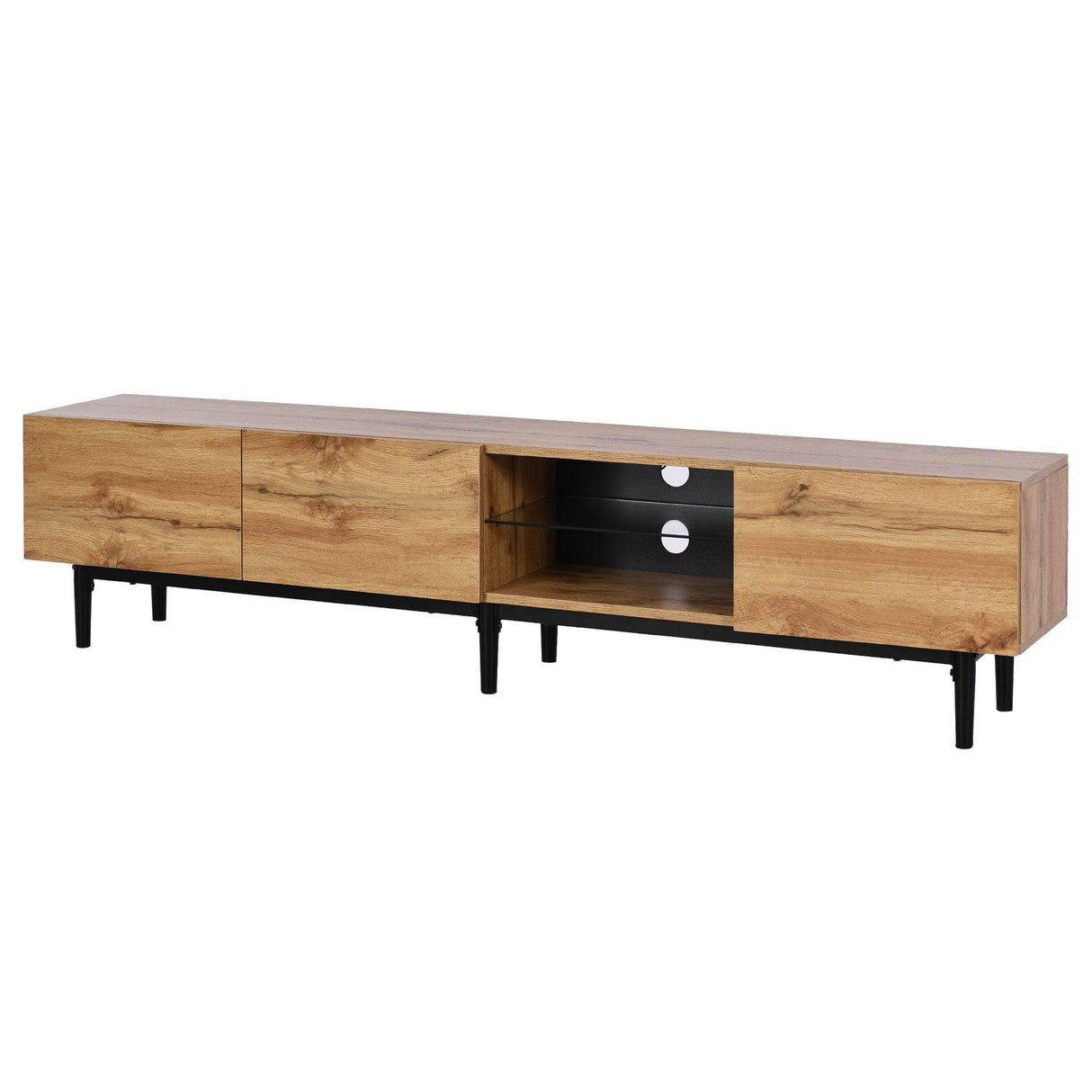 Modern LED Wood Tone TV Stand With Storage - Sleep Galleria