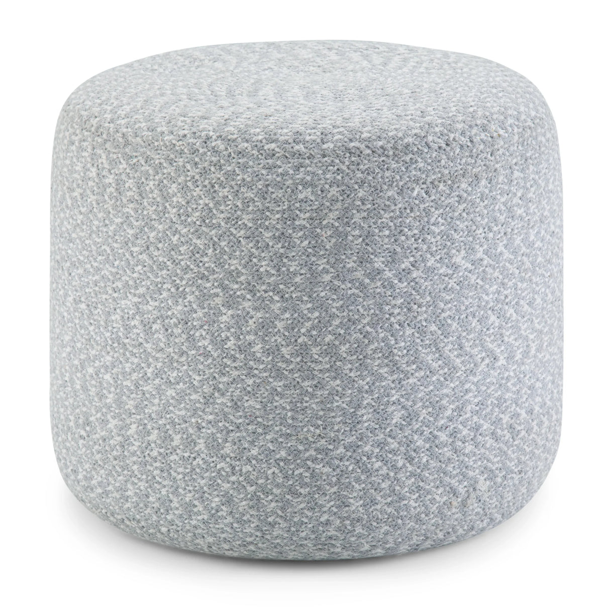 Round Braided Cotton Pouf Light Blue Natural Accent Stool - Omega Lifestyles
