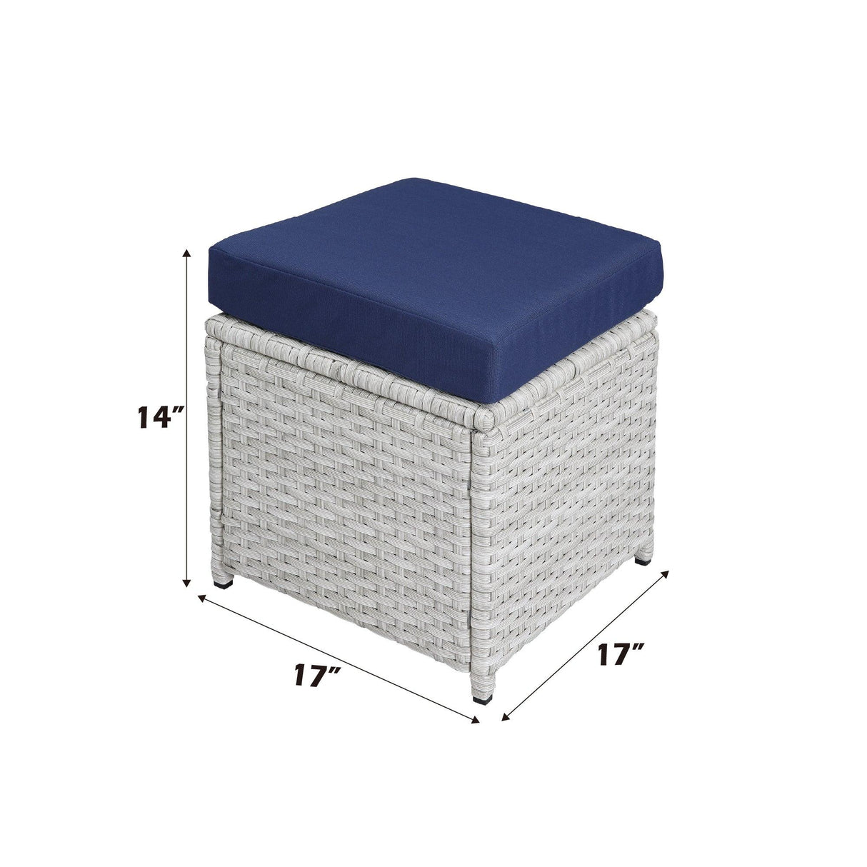 9-Piece Blue Fabric Wicker Outdoor Bistro Dining Set - Omega Lifestyles