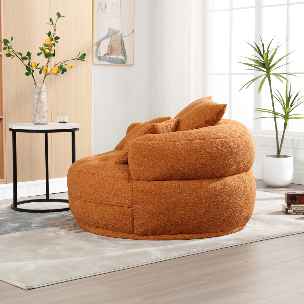 Modern Chenille Foam Circular Sleeper Chair With Pillows - Omega Lifestyles