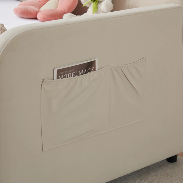 Twin Upholstered Velvet Daybed Frame With Trundle - Omega Lifestyles