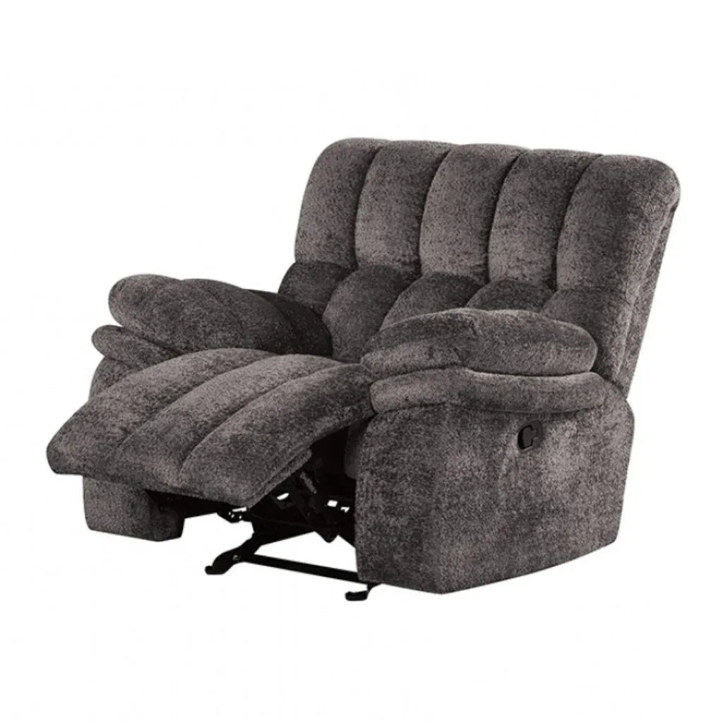 Transitional Dark Gray Glider Recliner With Power Console - Omega Lifestyles