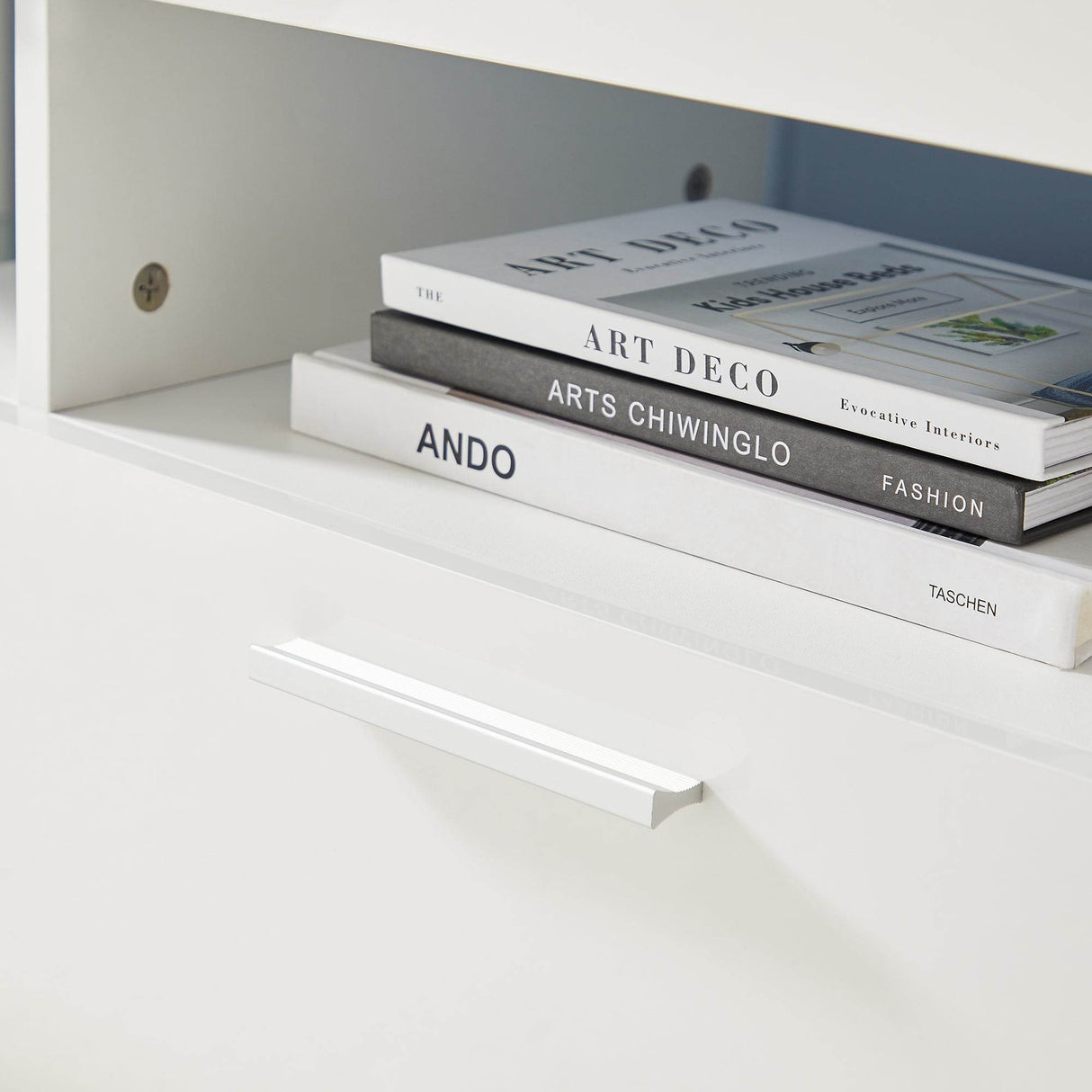 Modern White LED Backlit Particle Board TV Console - Sleep Galleria