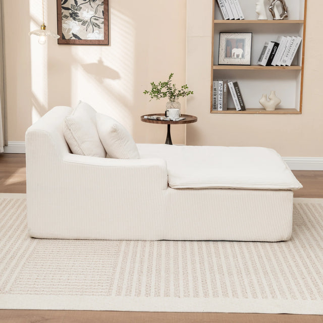 Corduroy Foam Right Armrest Chaise Lounge Chair - Omega Lifestyles