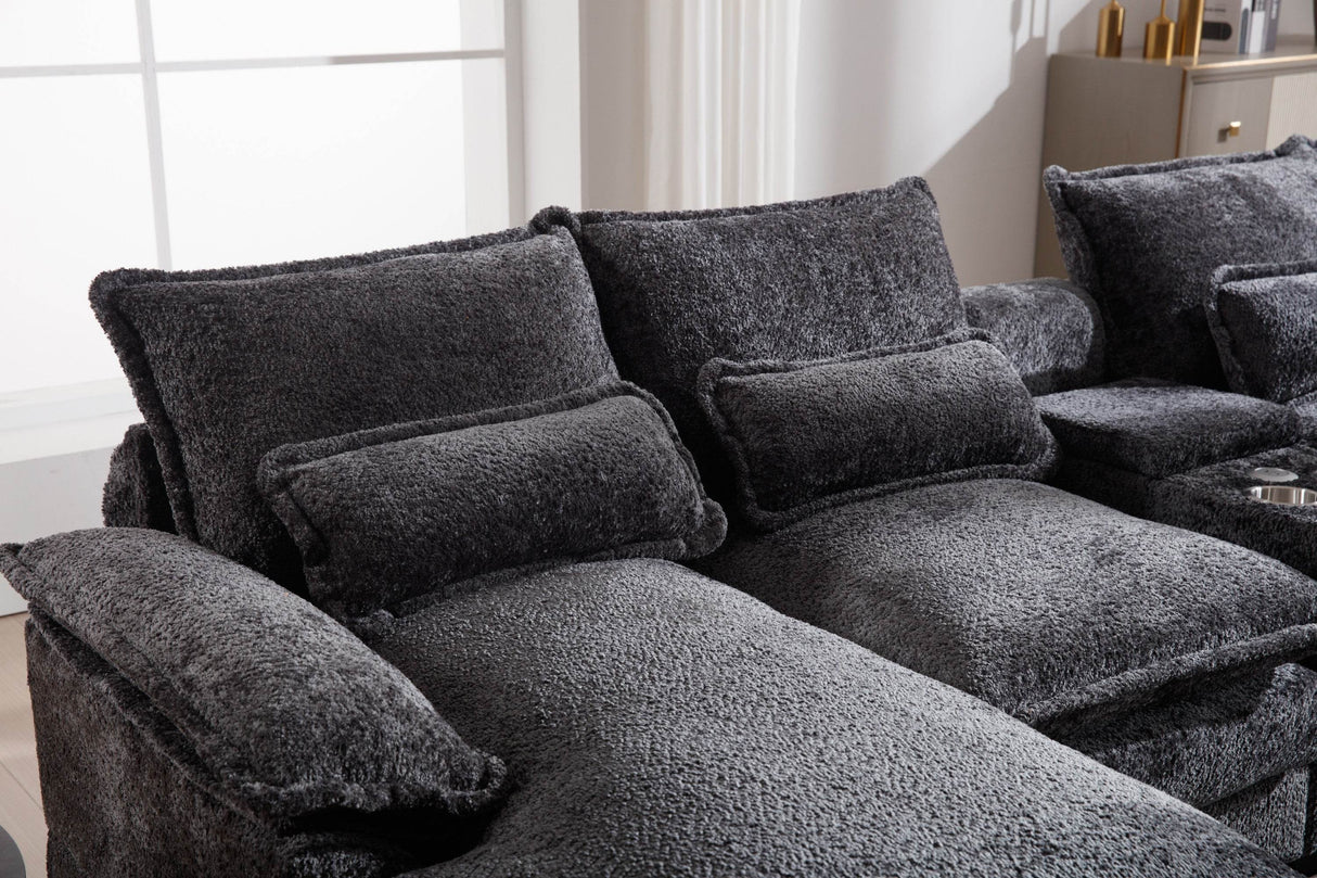 Modern U-Shaped 6-Seat Upholstered Sleeper Sofa - Omega Lifestyles