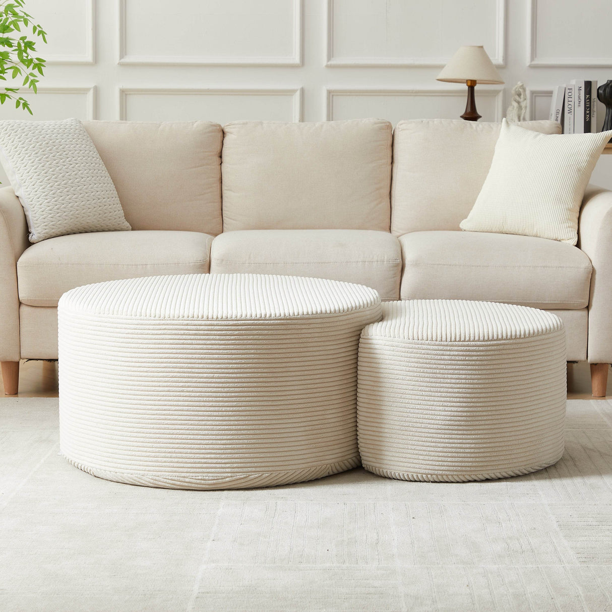 Set of 2 Upholstered Foam Ottoman Coffee Tables - Sleep Galleria