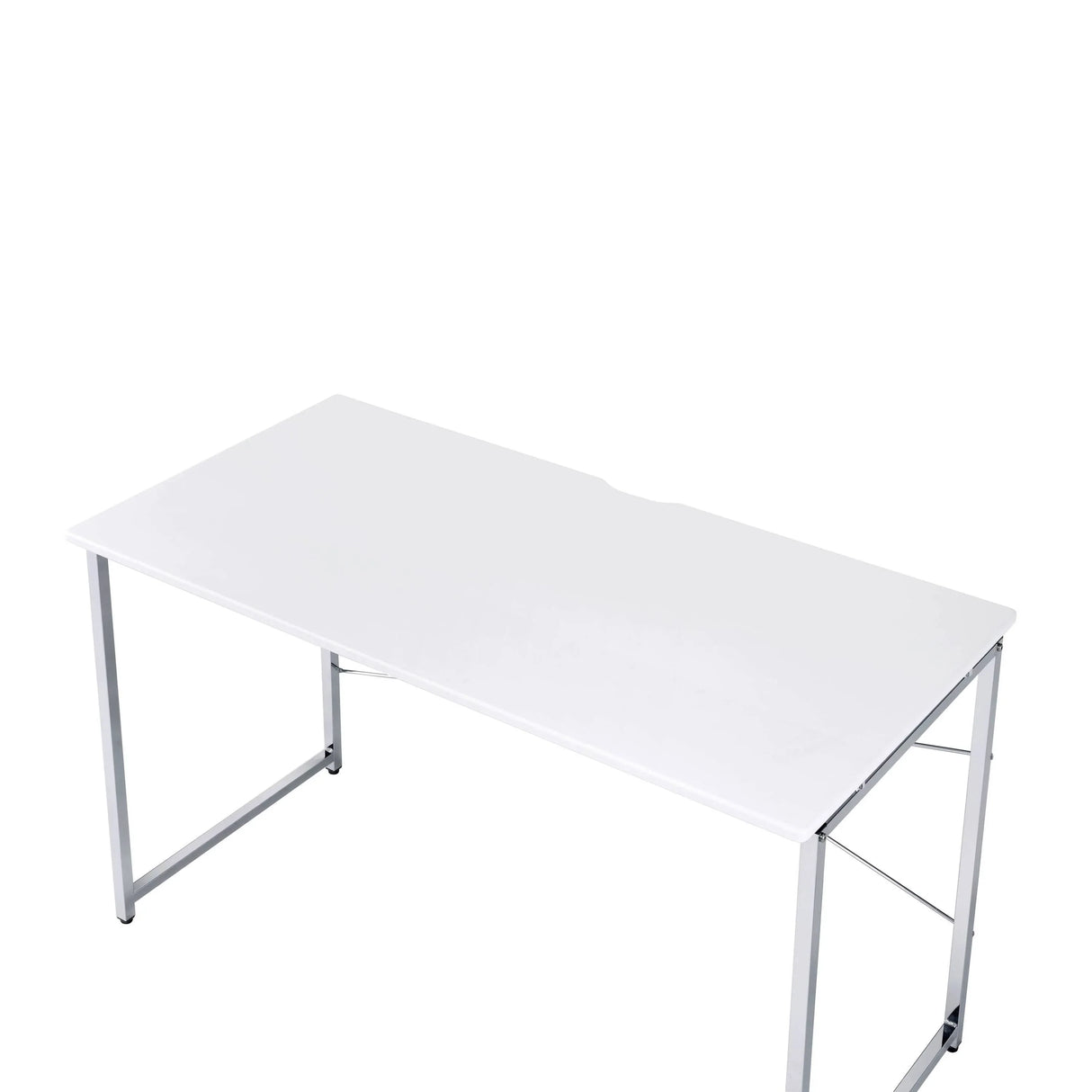 White Chrome Metal Frame Modern Writing Desk - Omega Lifestyles
