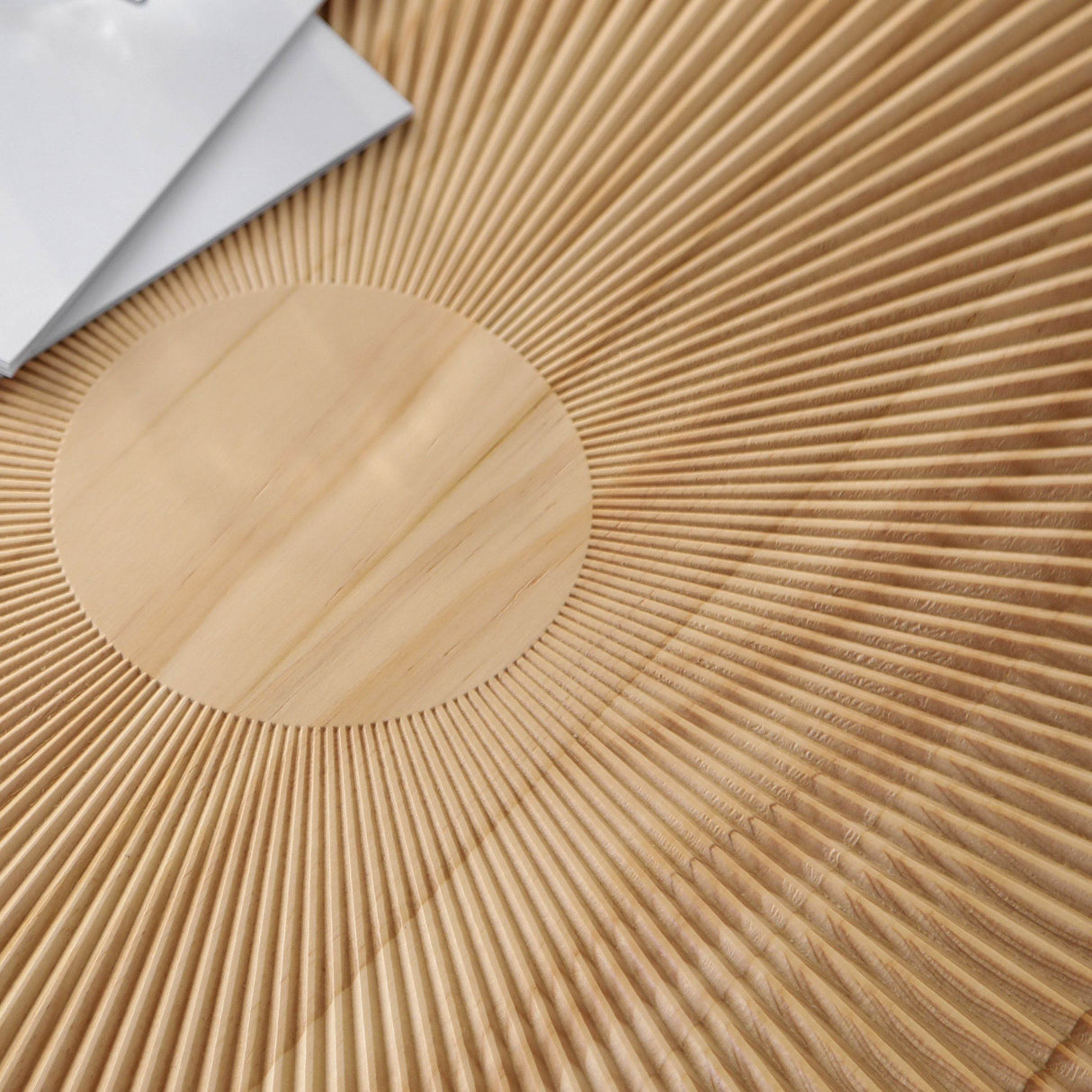 Modern Round Carved Pine Wood Coffee Table - Sleep Galleria