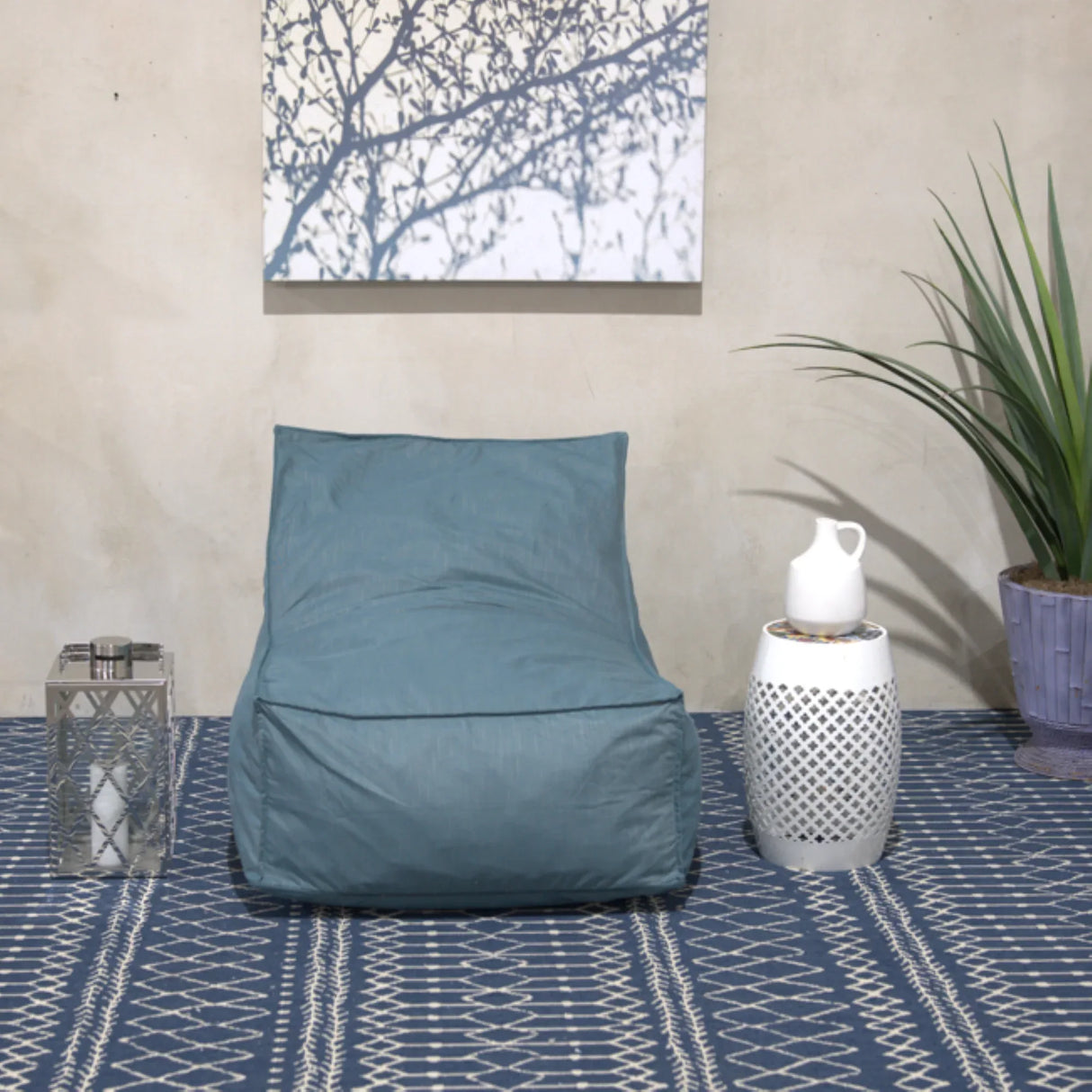 Water Resistant Foam Filled Teal Fabric Bean Bag Chair - Omega Lifestyles