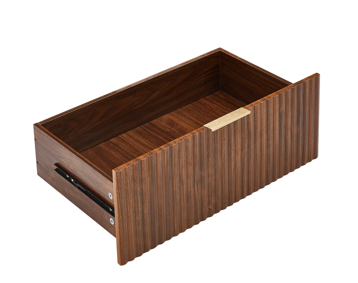 Modern Walnut 6-Drawer Dresser With Wave Design - Omega Lifestyles