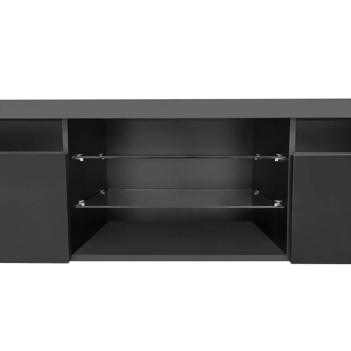 Modern Black Particle Board TV Stand With LED Lighting - Sleep Galleria