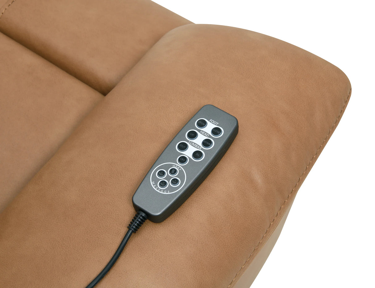 Brown Leather Aire Power Motion Recliner With USB And Power Headrest - Omega Lifestyles