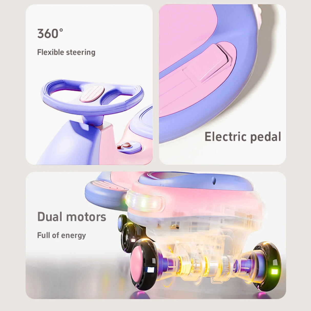 12V Kids Electric Ride-On Wiggle Car With Bluetooth Lights - Omega Lifestyles