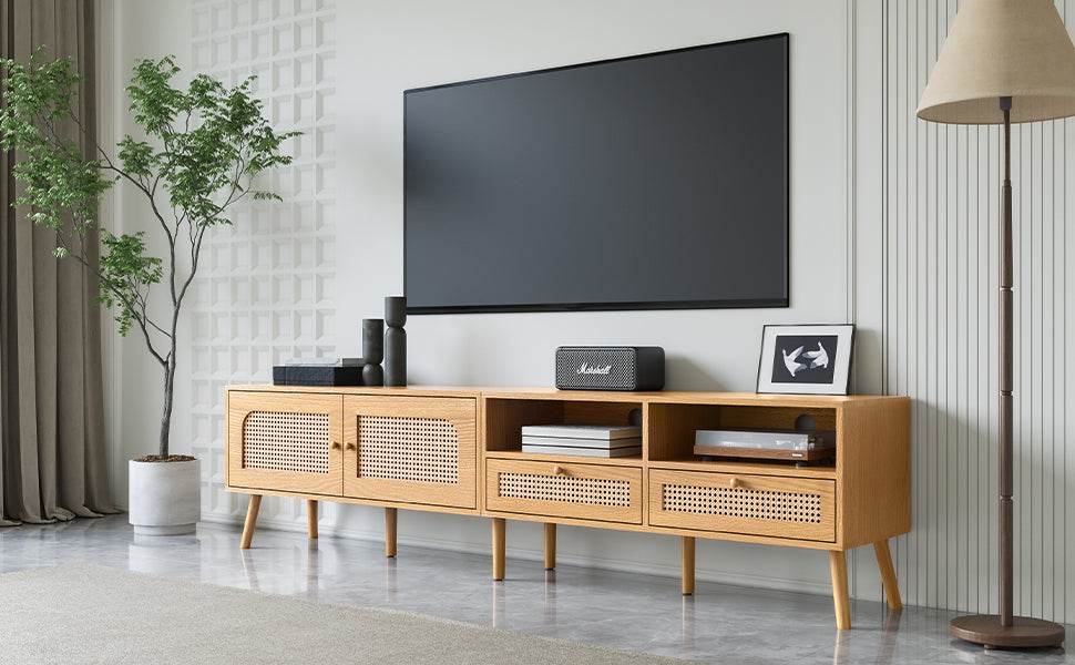 Boho Farmhouse Solid Wood TV Stand Cabinet - Sleep Galleria