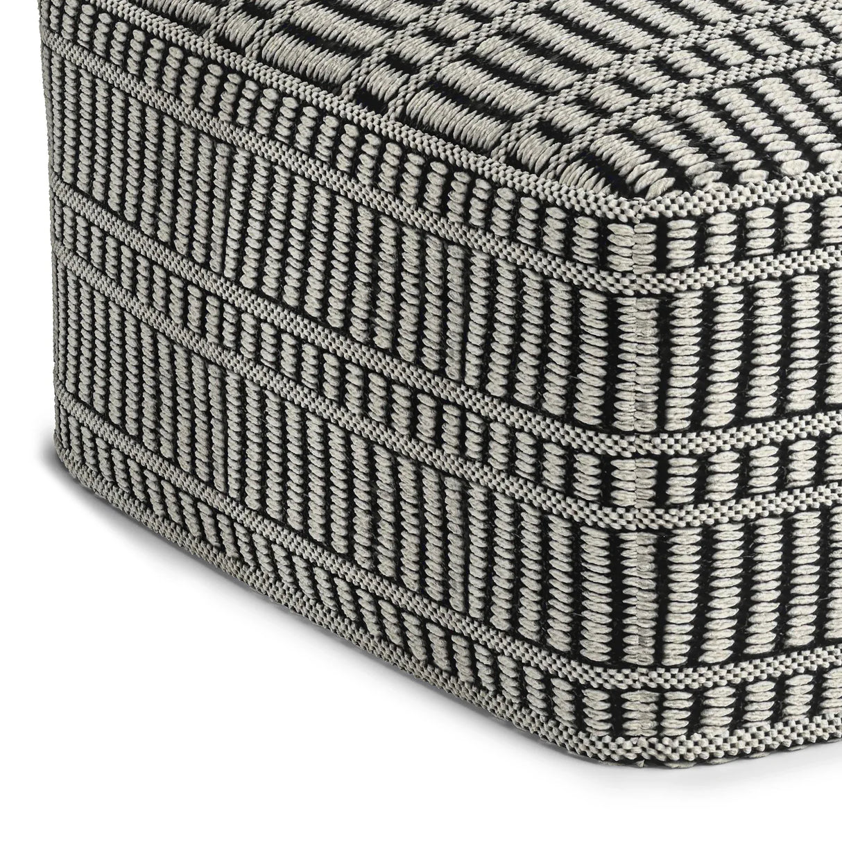 Square Woven Indoor Outdoor Fabric Pouf With Support - Omega Lifestyles