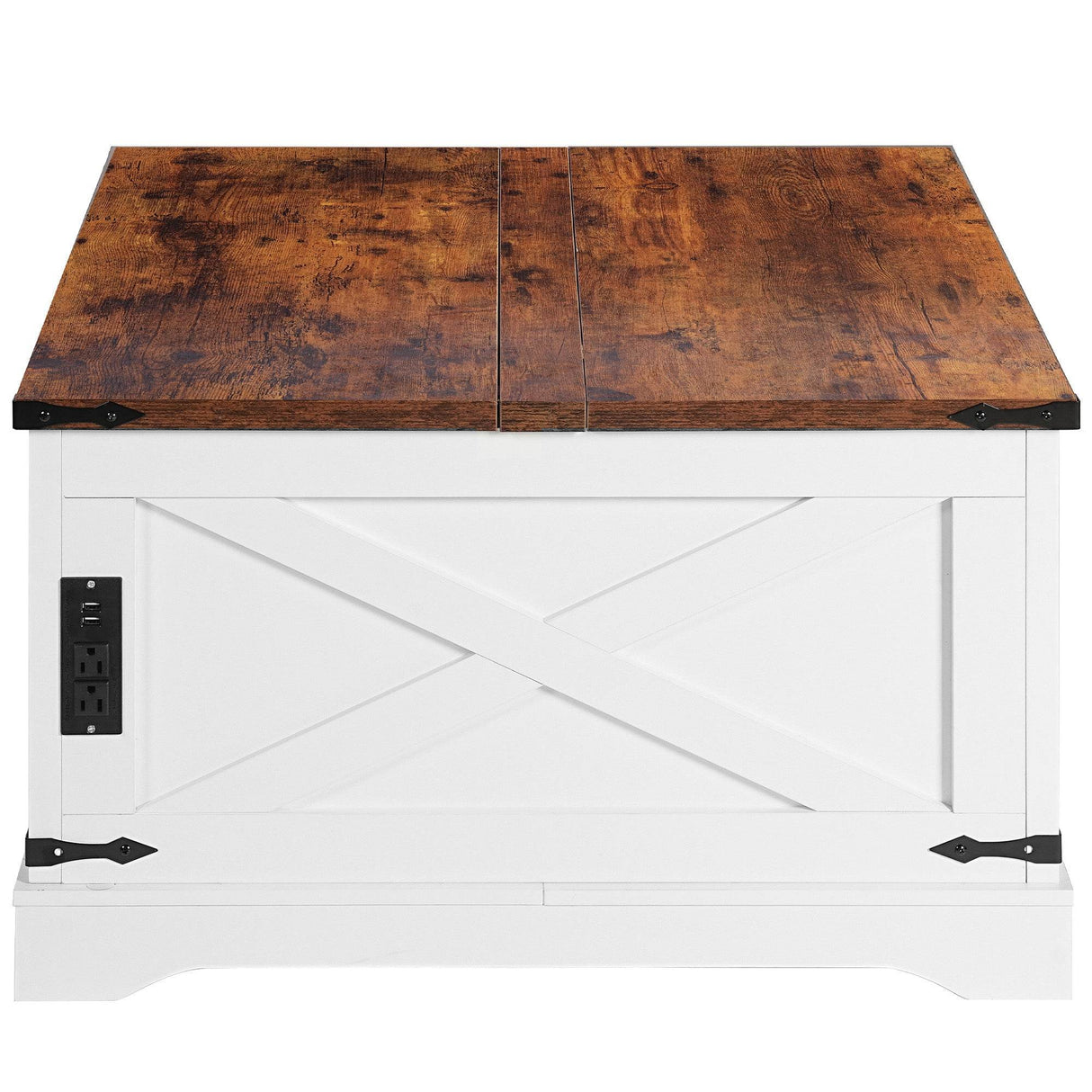 Lift-Top Rustic Coffee Table With Storage And Charging Station - Sleep Galleria