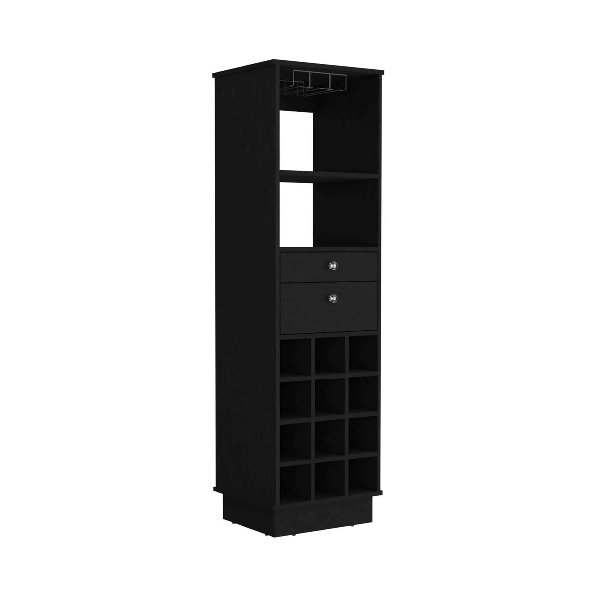 Modern Bar Cabinet With Twelve-Built-In Wine Rack and Drawers - Omega Lifestyles
